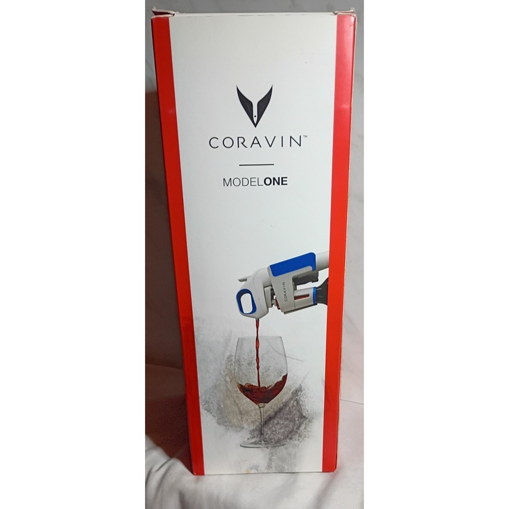 Coravin Model One Wine Preservation System White Blue with 2 Argon Capsules